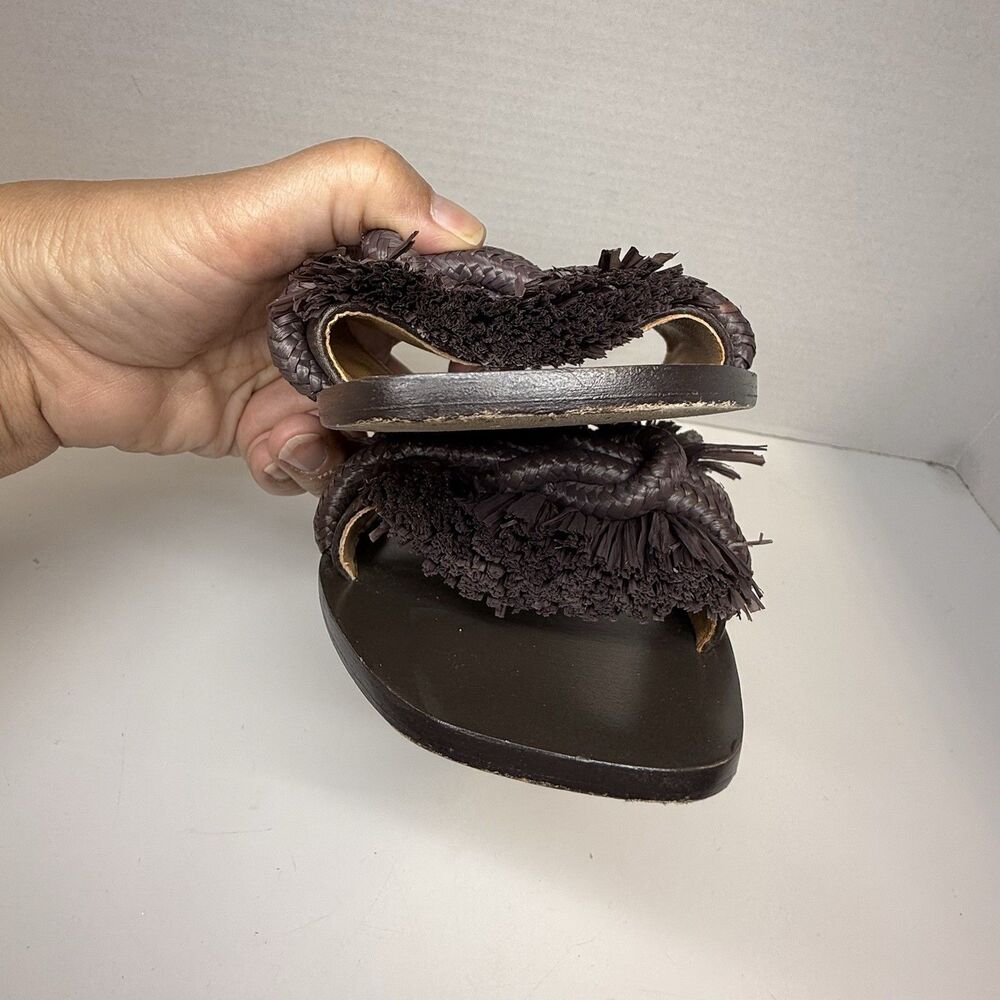 Tory Burch Rope Flat Slide Sandals In Fudge Sz 9 - Picture 6 of 11